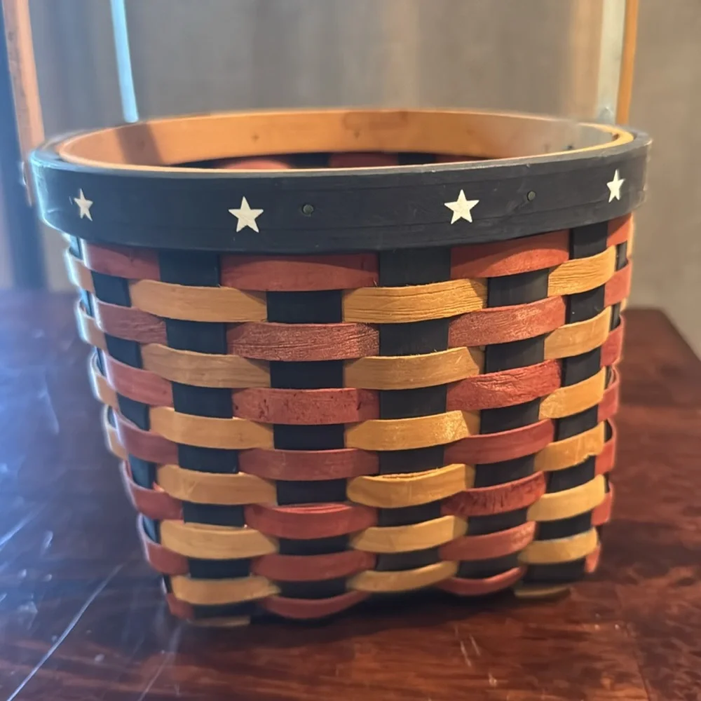Patriotic Star flag Woven Basket with‎ Handle